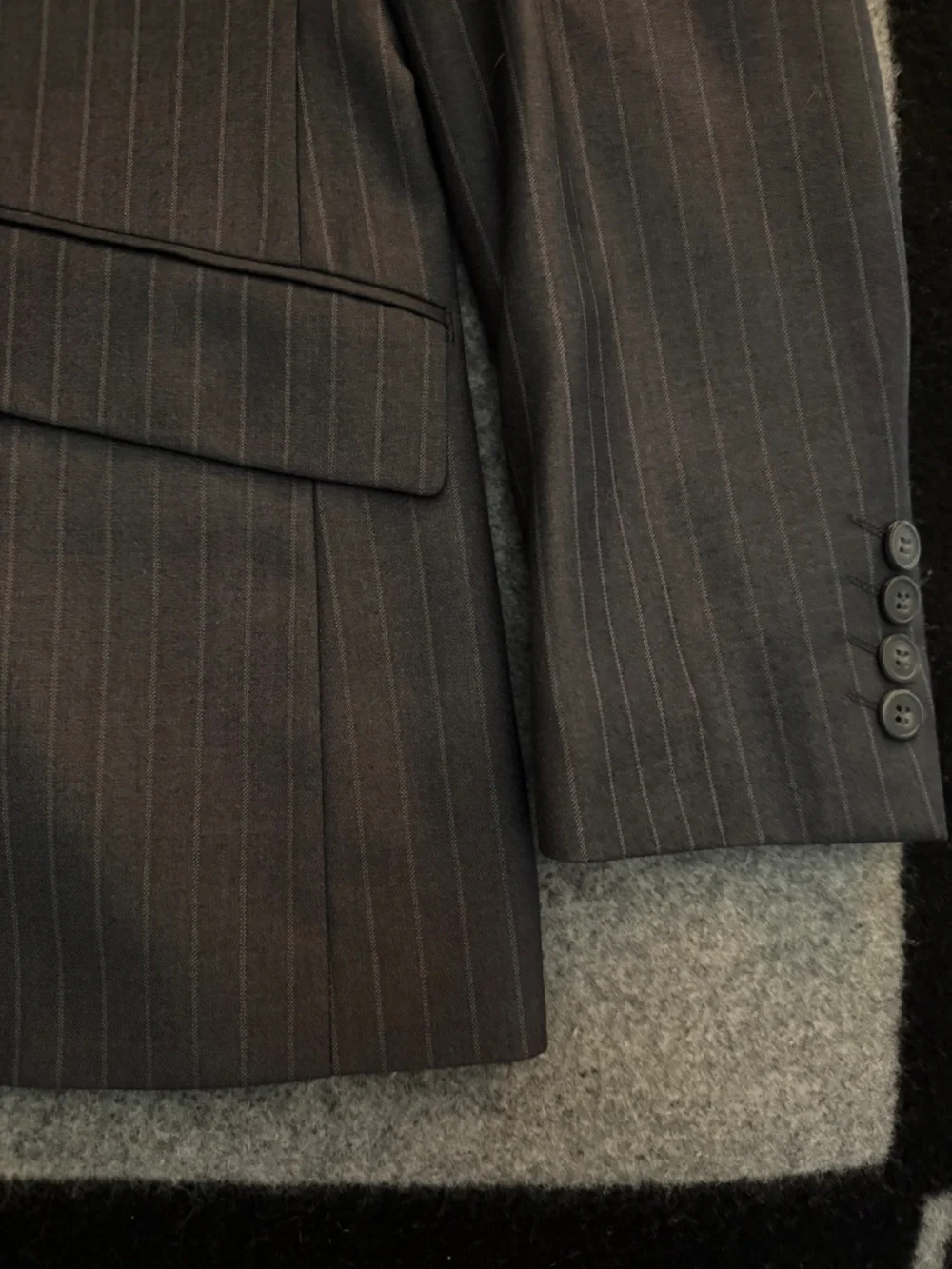H&M Grey Slim Fit Pinstripe Blazer Jacket